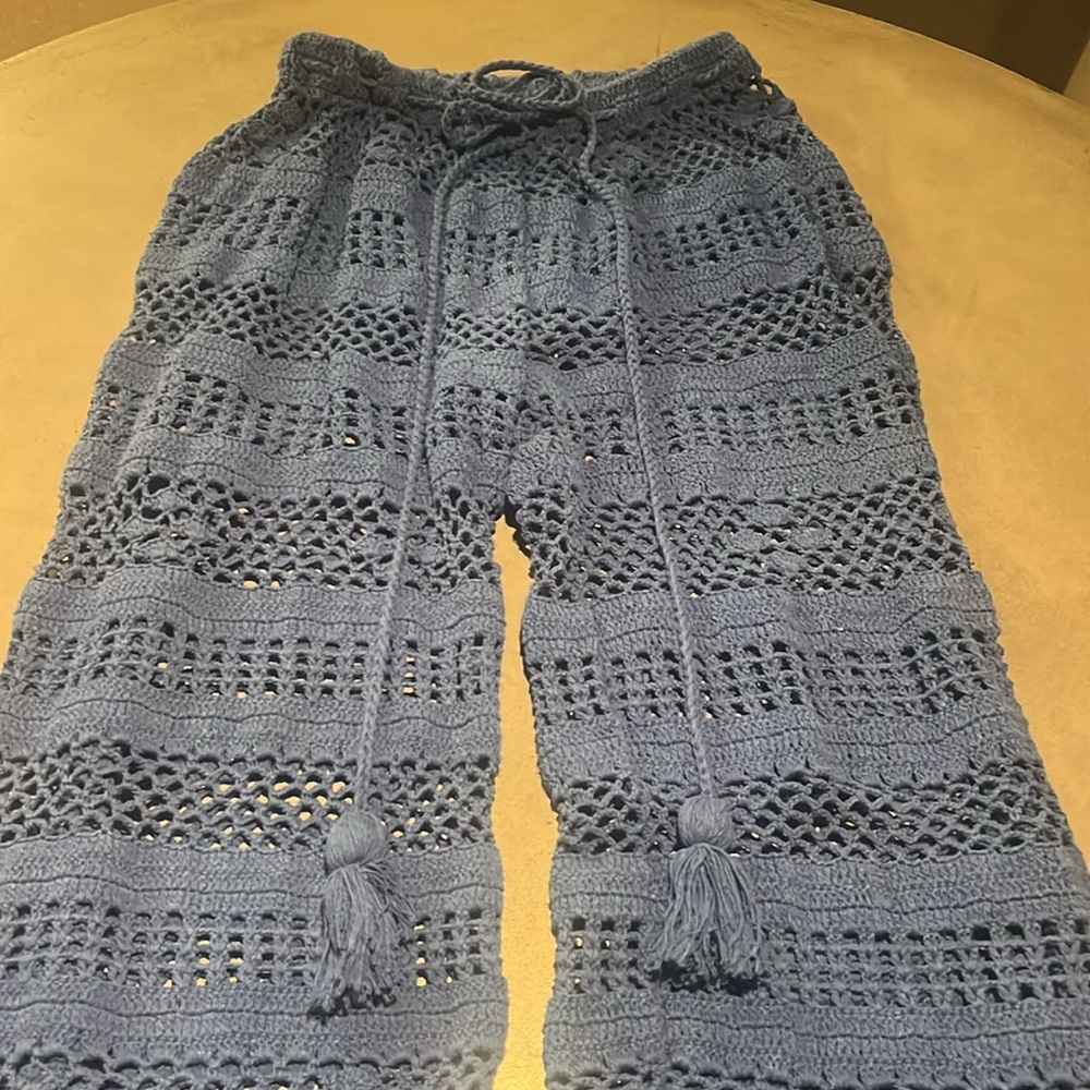 Akoia Swim - Blue Crochet Wide-Leg Pants - Picture 7 of 8